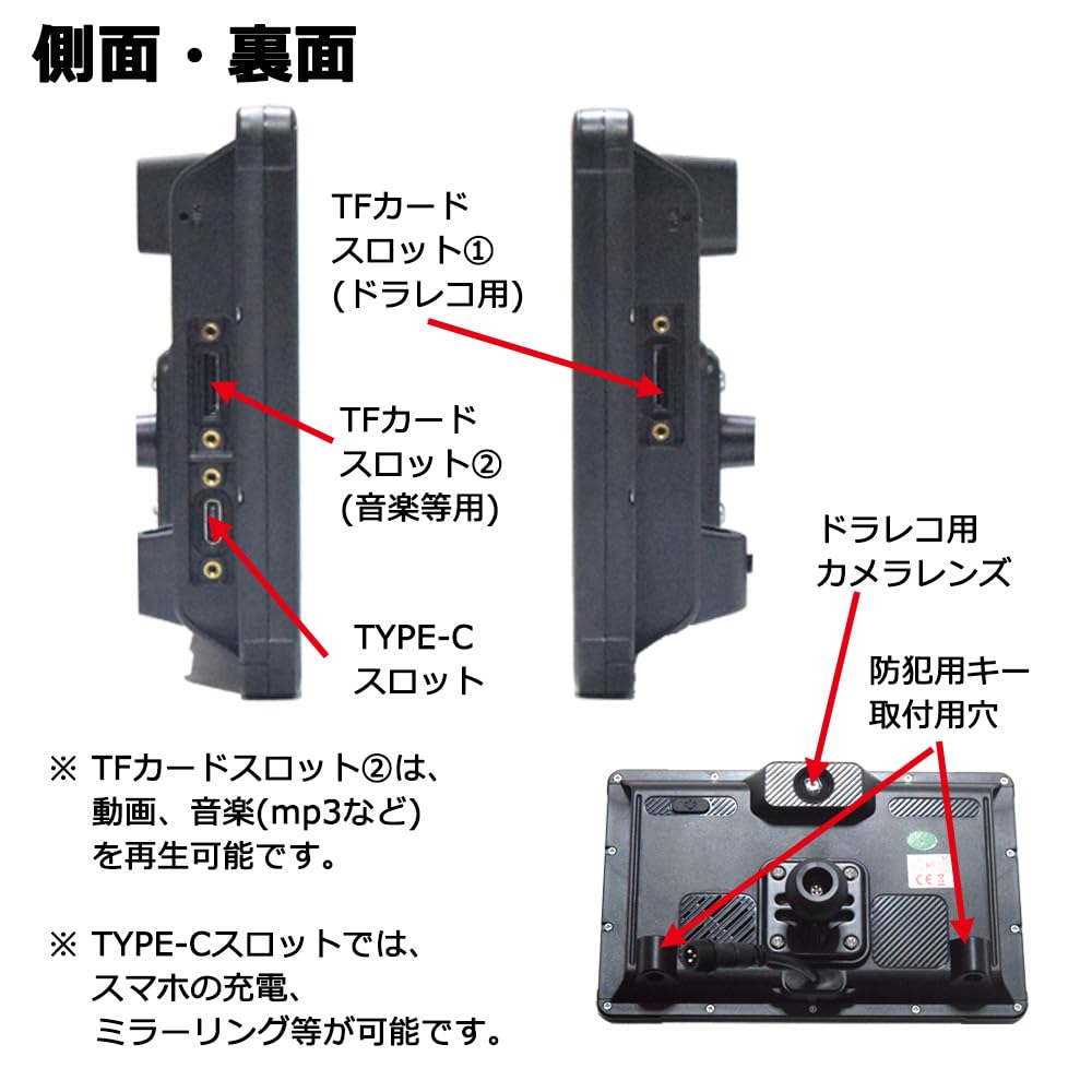 Amazon.co.jp: バイク専用ナビ ドラレコ付き 7インチタッチパネル